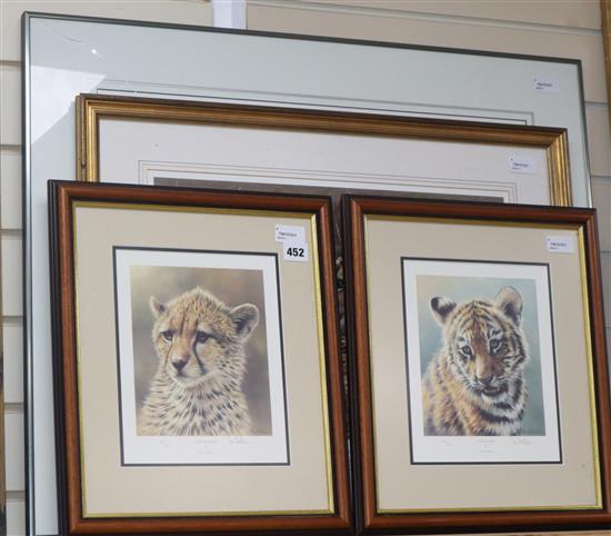 Gary Hodges (b. 1954), Pride and Joy, limited edition print, signed and numbered 716/1250 and three other prints of big cats